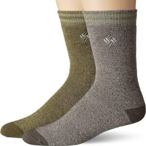 NWT COLUMBIA Fleece Inside Crew Socks 2 Pair/Pack Olive Green/Gray Size 6-12